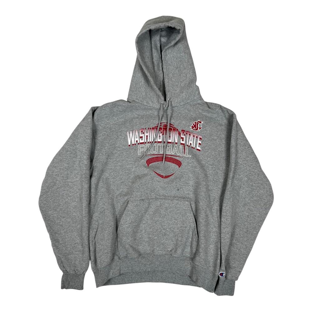 Washington State Cougars Hoodie Mens Large Gray NCAA Football Champion Pullover